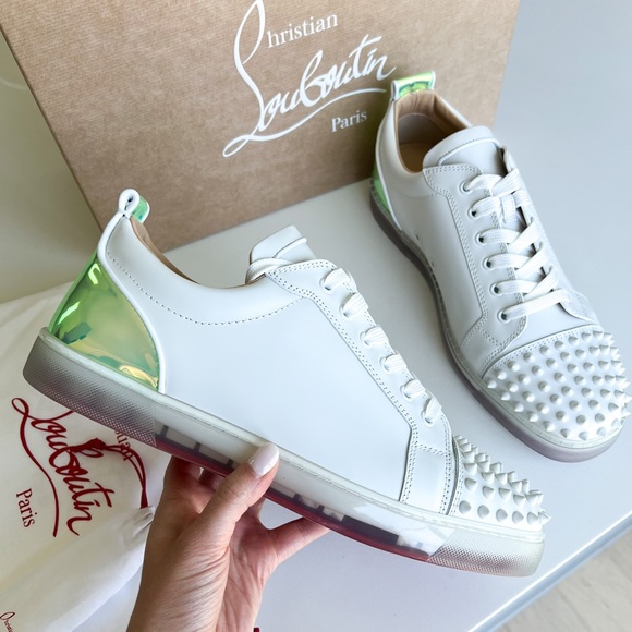 Christian Louboutin Men's VarsiJunior Spikes 2 Leather Low-Top Sneakers - Picture 4 of 11